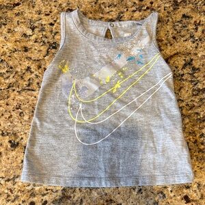 Nike Gray Tank Top with Yellow & Blue Swoosh Accents